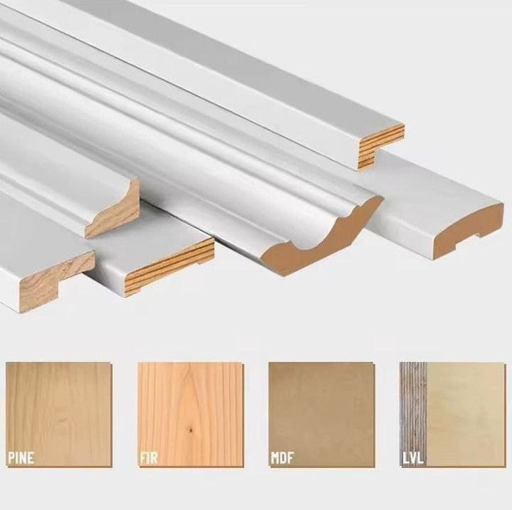 Home Decor Molduras Pared MDF Primed Timber Wooden Cabinet Roof Stair Skirting Moulding Boards Corner Wall Trim Baseboard Moulding Wall-Skirting-Board