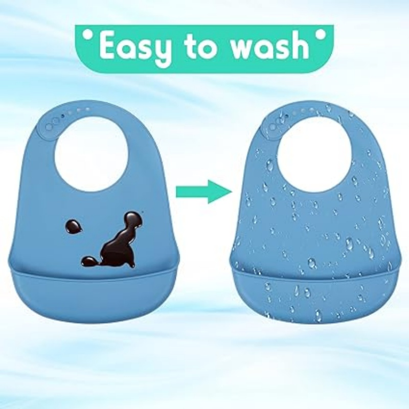 Elderly Waterproof Clothing Protectors Silicone Adult Bibs with Food Catcher