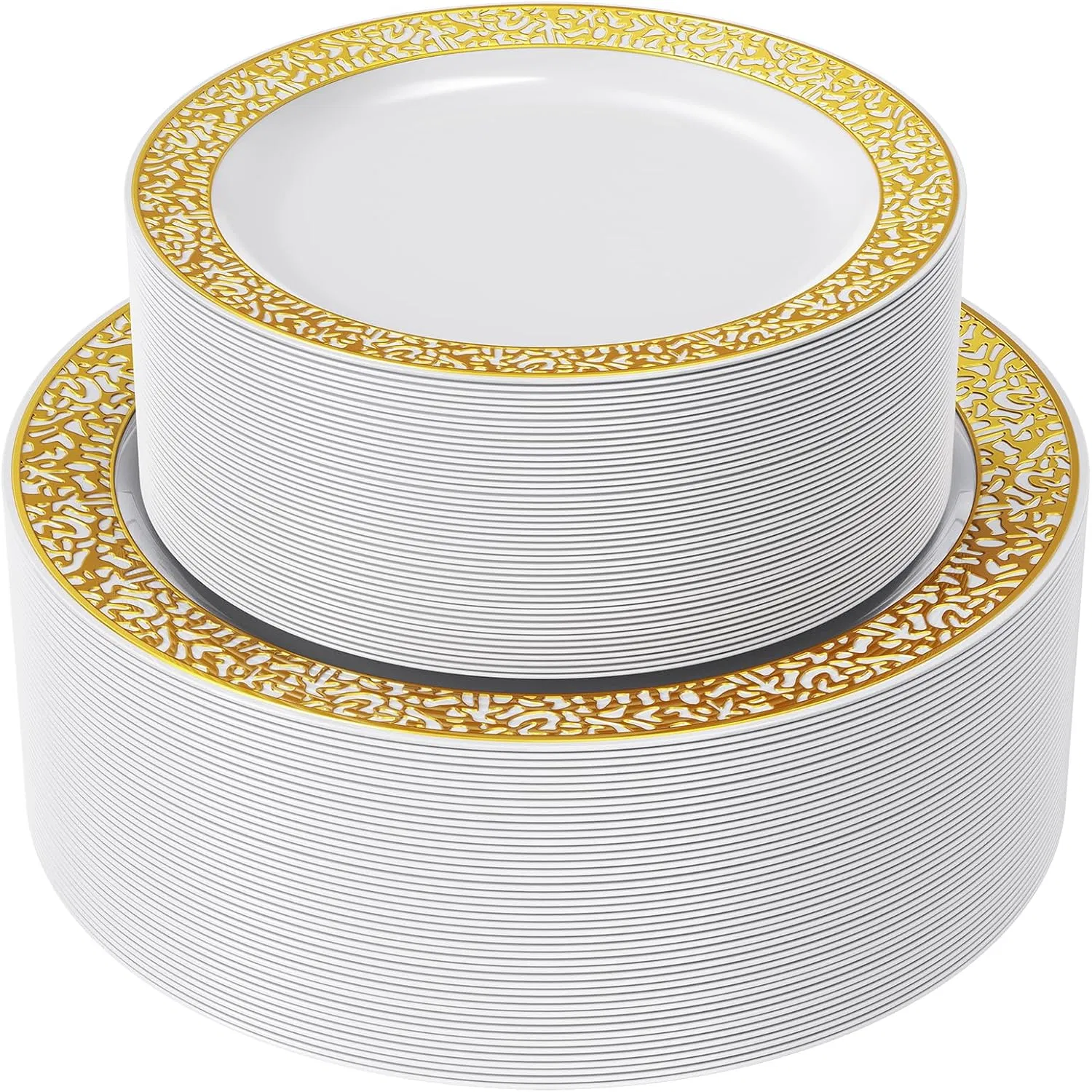 Elegant Gold Plastic Disposable Plates for Weddings & Parties