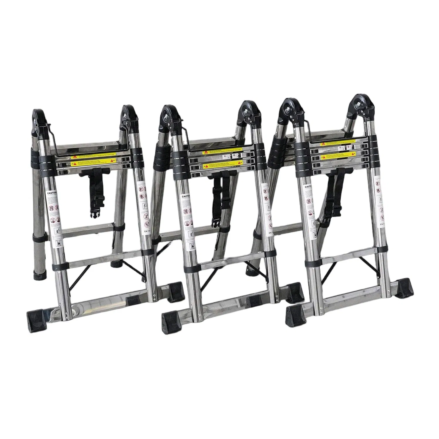 Non-Insulated Heavy-Duty Retractable Stainless Steel Ladder with Wide Steps for Stability