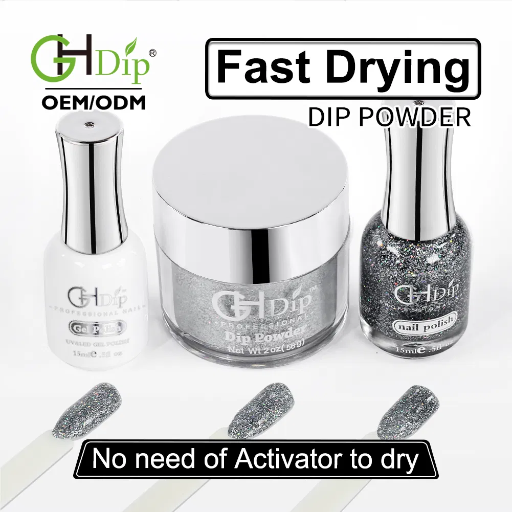 Perfect Color Match 3in1 Set Glitter Nail Dipping Powder with Gel Polish and Nail Lacquer