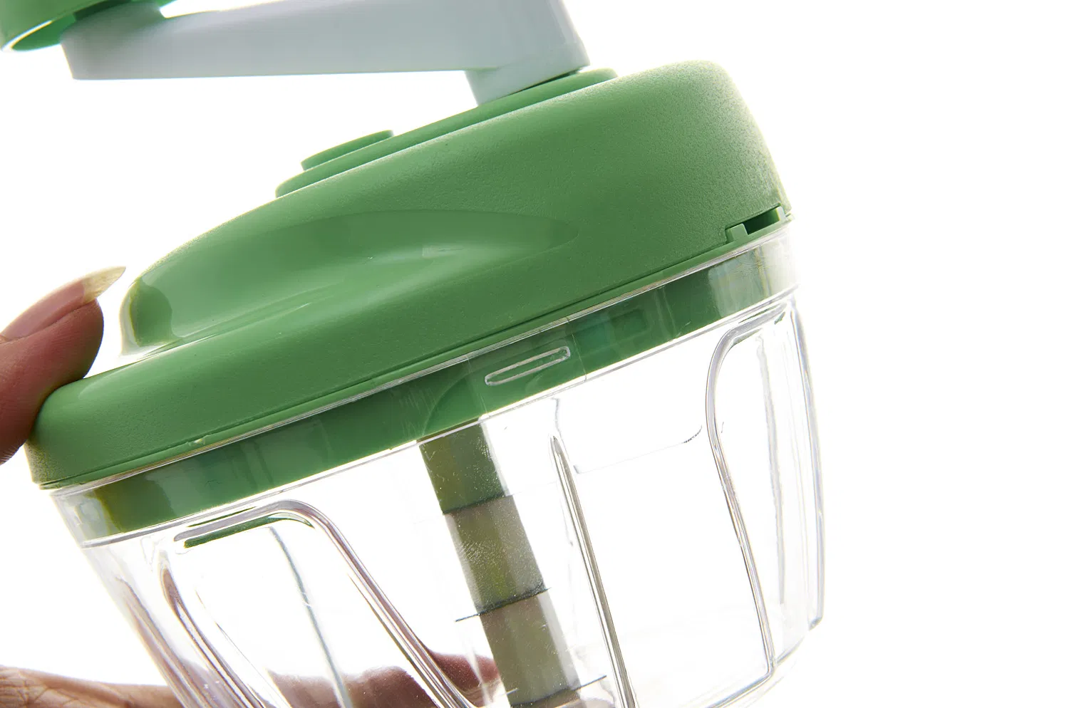 520ml Manual Hand-Powered Crank Vegetable Chopper Mincer Cutter with Clear Container