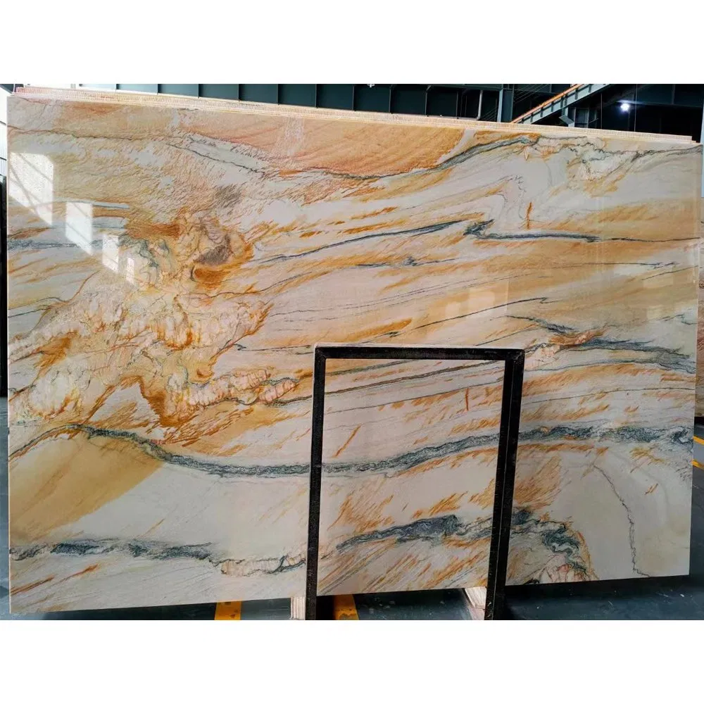 Natural Brazil Giallo Macaubas Purple Yellow Luxury Quartzite Stone for Background, Slabs