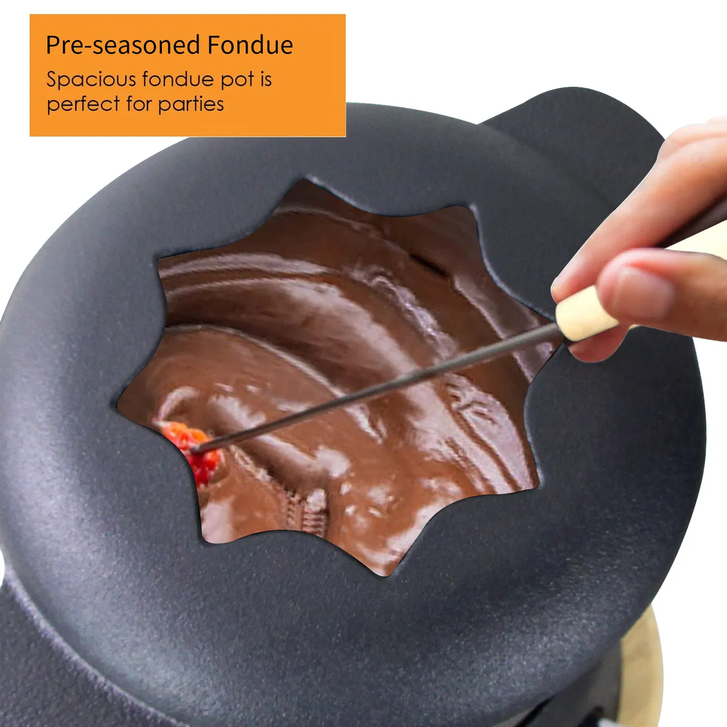 Enameled Cast Iron Fondue Pot Set - 4qt (3.8L) 17cm