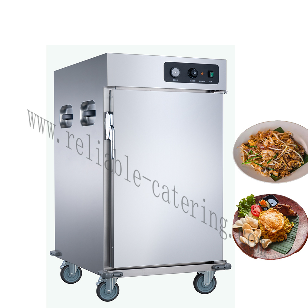 School Cafeteria Food Warmer Cart with Divided Meal Compartments & Child-Safe Locking Mechanism