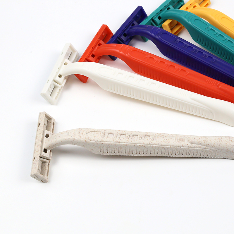 Color Biodegradable Wheat Straw Disposable Shaving Razor for Hotel