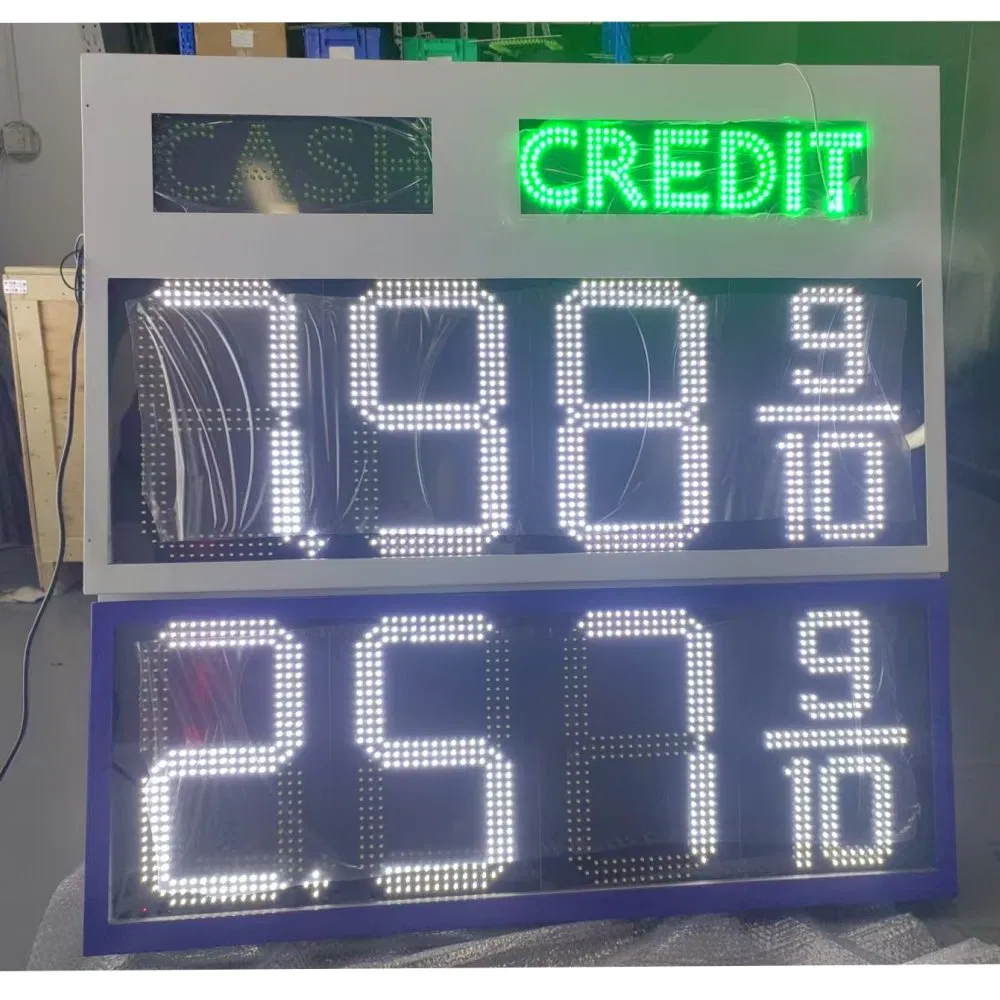 USA 16 Inch 8.889/10 Cash Credit Outdoor Digital Gas Station 7 Segment Number LED Display LED Gas Price Sign Board