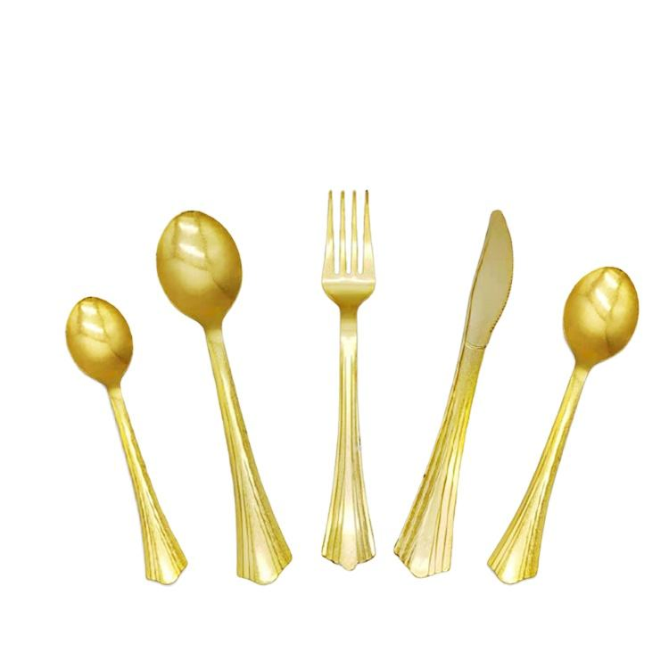 Spoon Matte Gold Plated Cutlery for Gift Wedding Frost Knives Set Gold Steak Frost