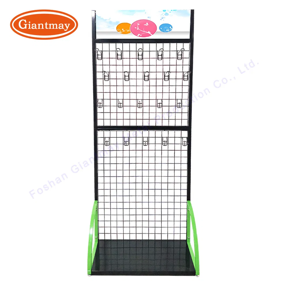 Retail Store Metal Floor Wire Grid Mesh Hook Hanging Display Rack Stand