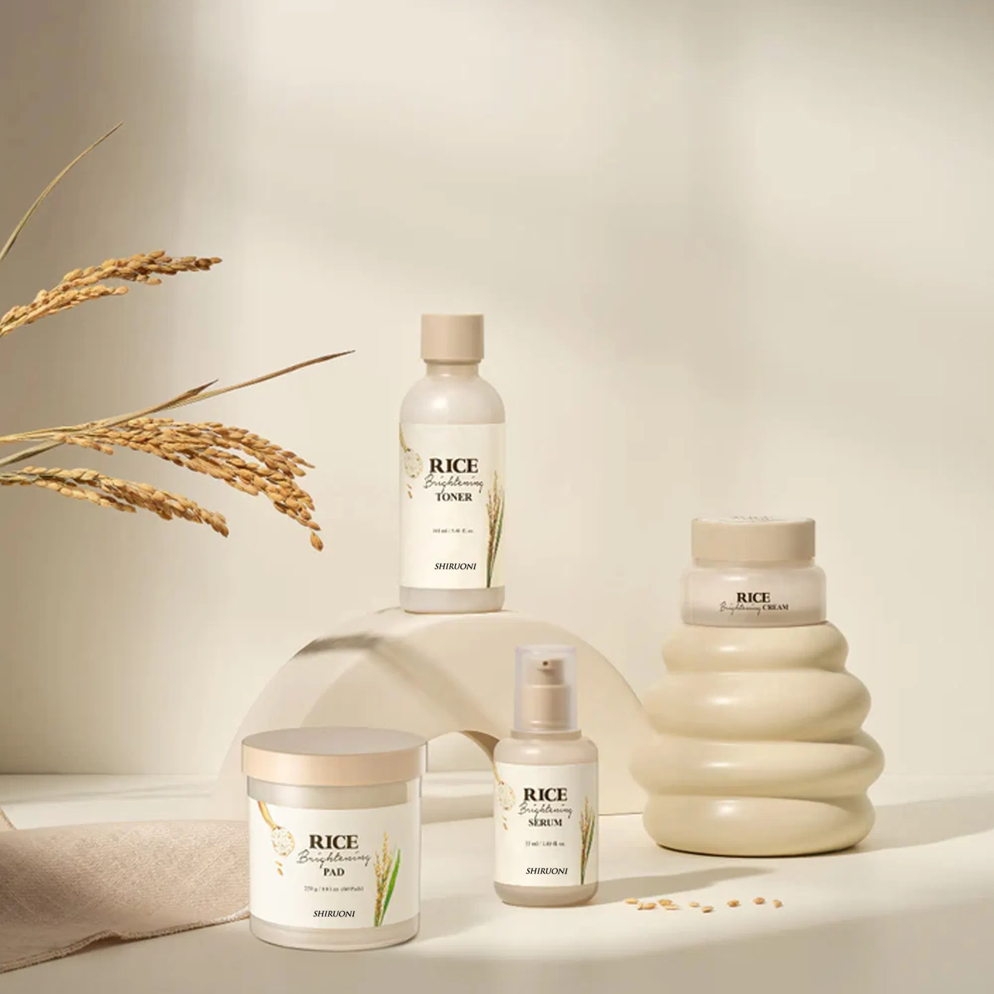 OEM/ODM Rice Ceramide Hydrating Toner Moisturizing Glow Skincare Set