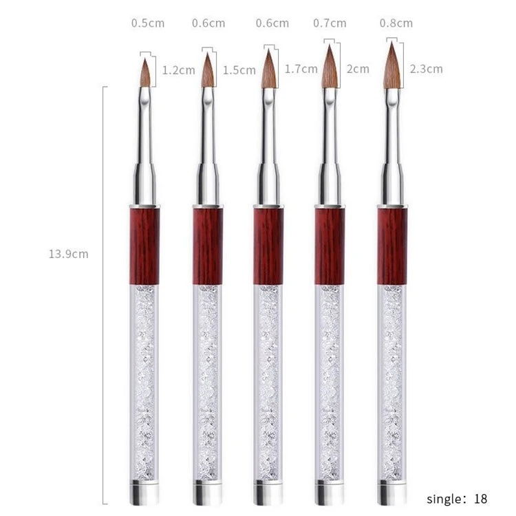Wholesale Acrylic Nail Brush Clear Rhinestones Handle Nail Tool Kolinsky Acrylic Brush Nail Brushes