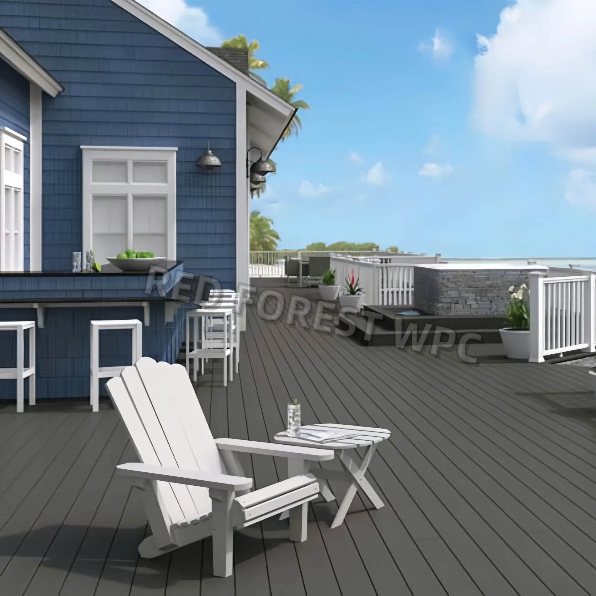 Eco-Friendly Grey Waterproof Composite Decking Planks Easy Installation Outdoor Floor