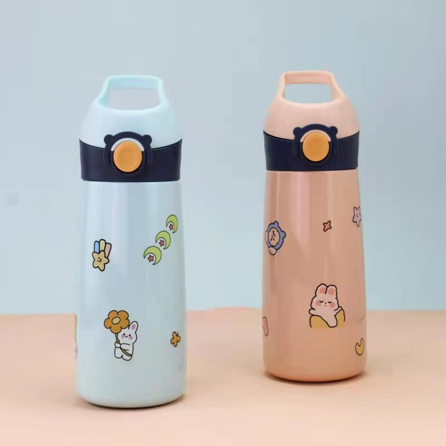 Stainless Steel Hot Water Bottle with Cover for Kids Children Baby Straw