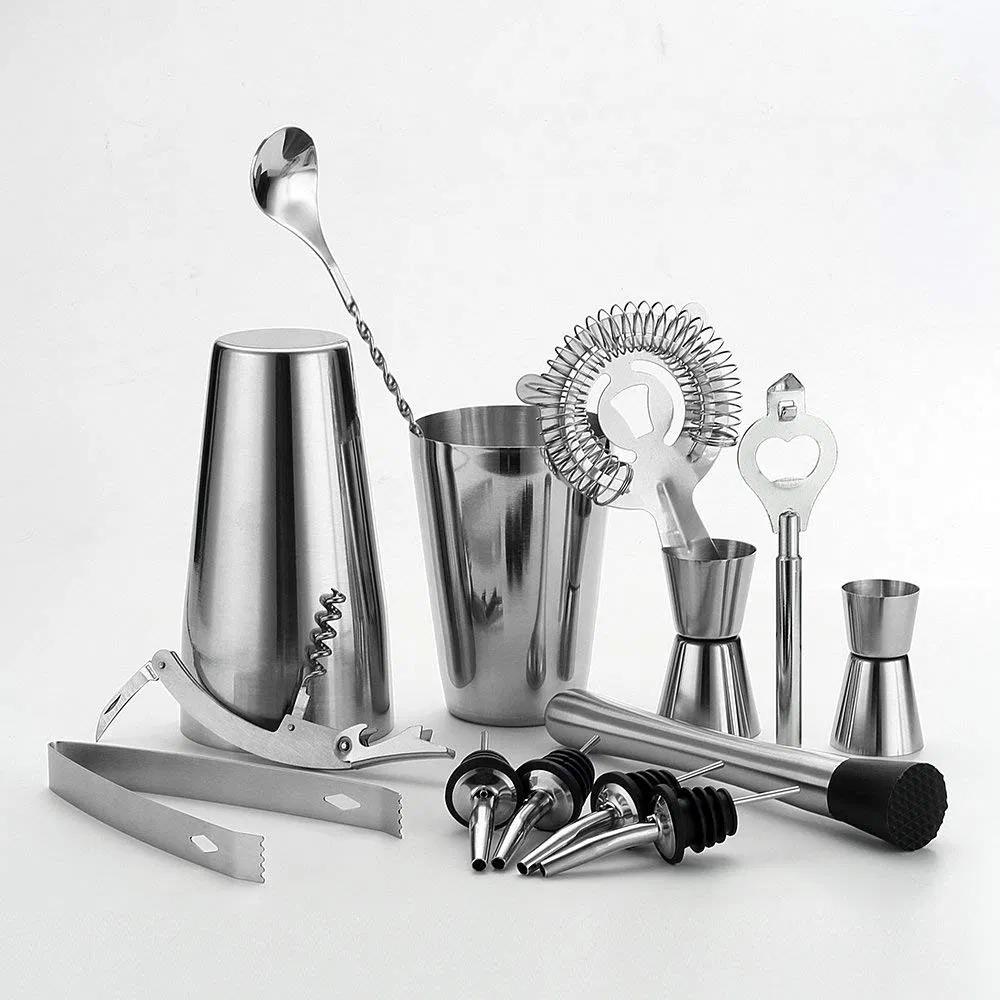 Custom Logo Professional Bartender Kit 304 Stainless Steel Cocktail Shaker Set for Royal Salute Smooth Ambler Rain Latvijas Balzams
