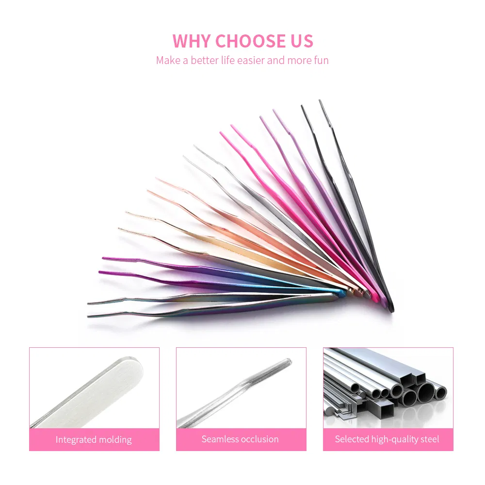 DIY False Beauty Eyelash Extension Tweezer Applicator Tool Stainless Steel Curved Eyebrow Lashes Tweezers