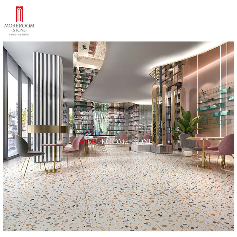 Anti Slip Beige Terrazzo Look Vitrified Porcelain Tile for Floor and Wall