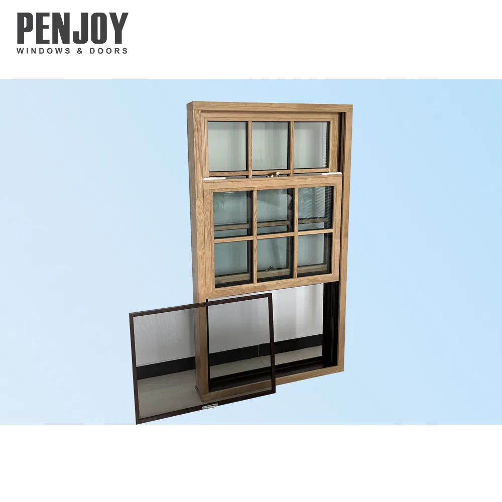Penjoy Modern Design Classical Style Aluminum Wood Hung Window