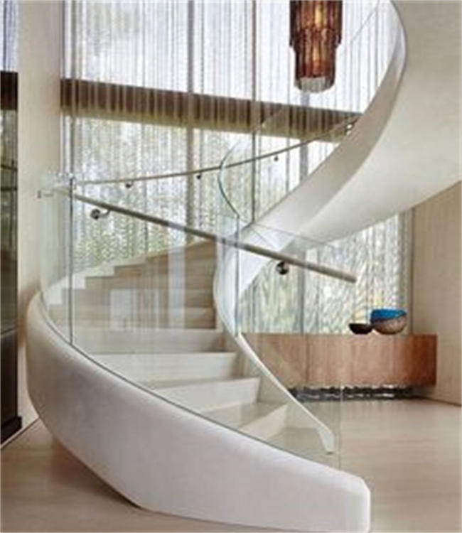 Cbmmart Interior Curved Spiral Staircase Stairs with Tempered Glass Treads