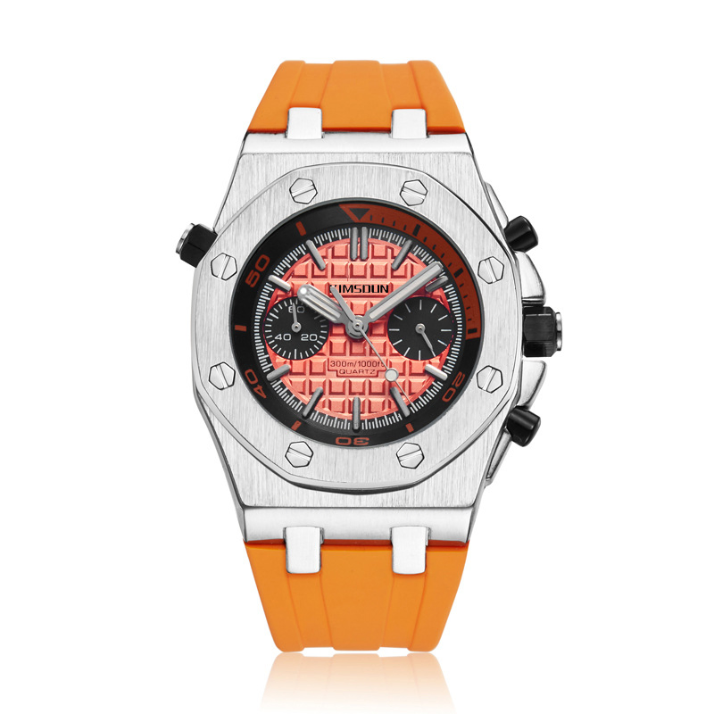 Kimsdun Men's Multifunctional Silicone Sport Watch Waterproof Fashion Quartz Wristwatch for Outdoor