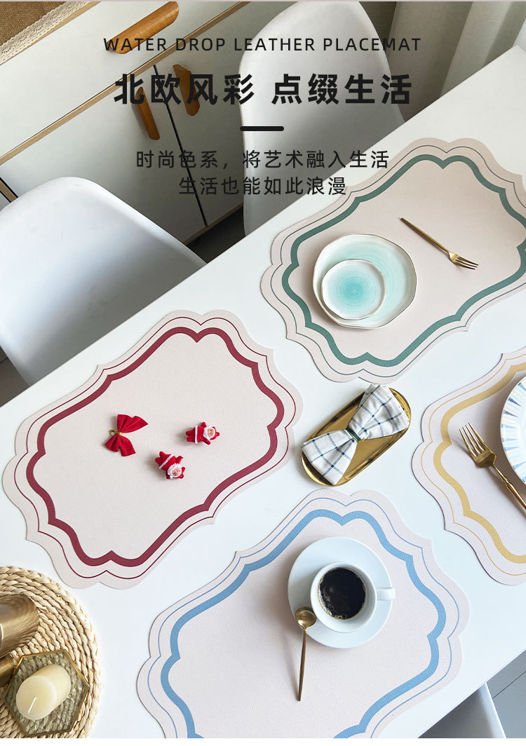 France Ethnic Heatproof Placemats Ins Popular Leather Table Mats Luxury Home Decor Print Placemat