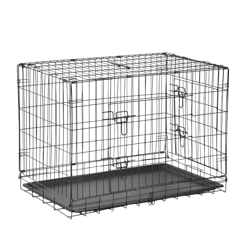 Double Door Pet Kennel Crate Cage Foldable Heavy Duty Dog Cage Collapsible Metal Large Dog Cage