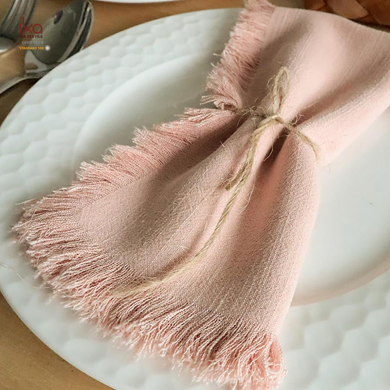 Decorative Party Wedding Personalized Custom Logo Natural Woven Eco Friendly White Cloth Napkins with Embroidery