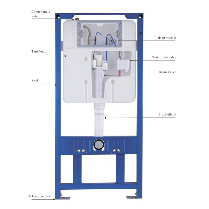 Automatic Pneumatic Dual-Flush Wall Hung Concealed Cistern Hidden Concealed Flush Water Tank Bathroom Toilet Cistern
