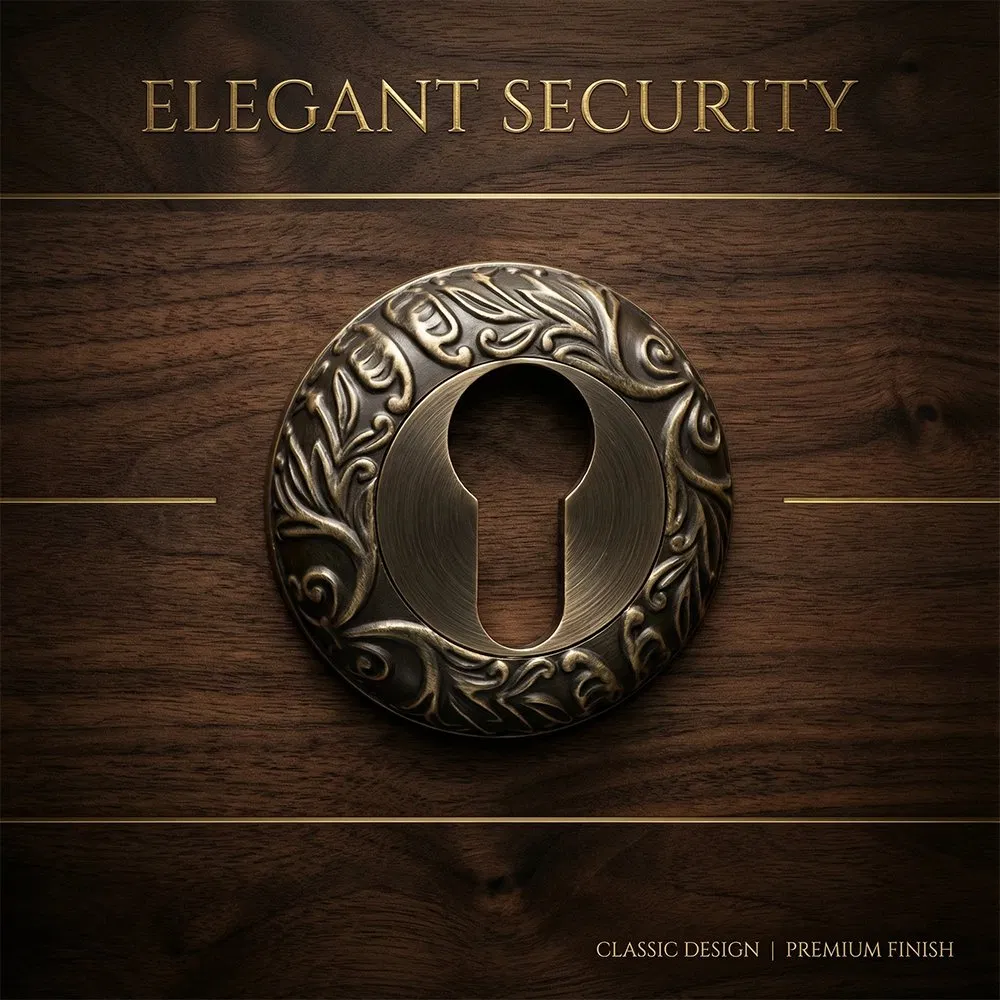 Retro European Style Door Handle Lock Cover Classic Round Cylinder Rose Escutcheon