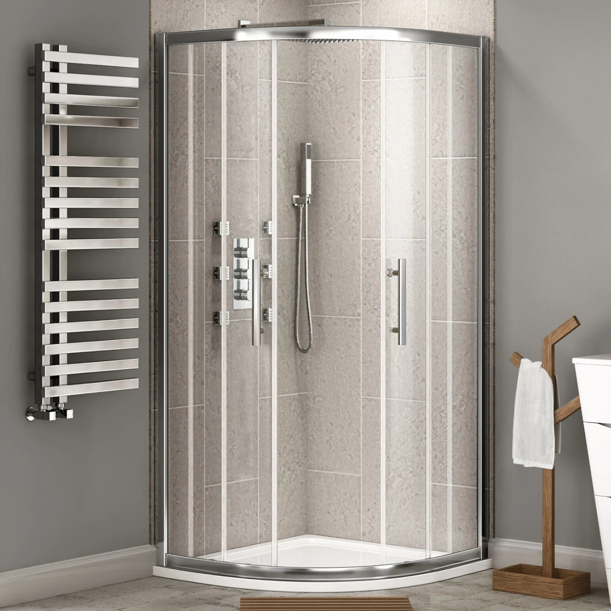 Bathroom Modern Simple Clear Tempered Glass Sliding Door Shower Room