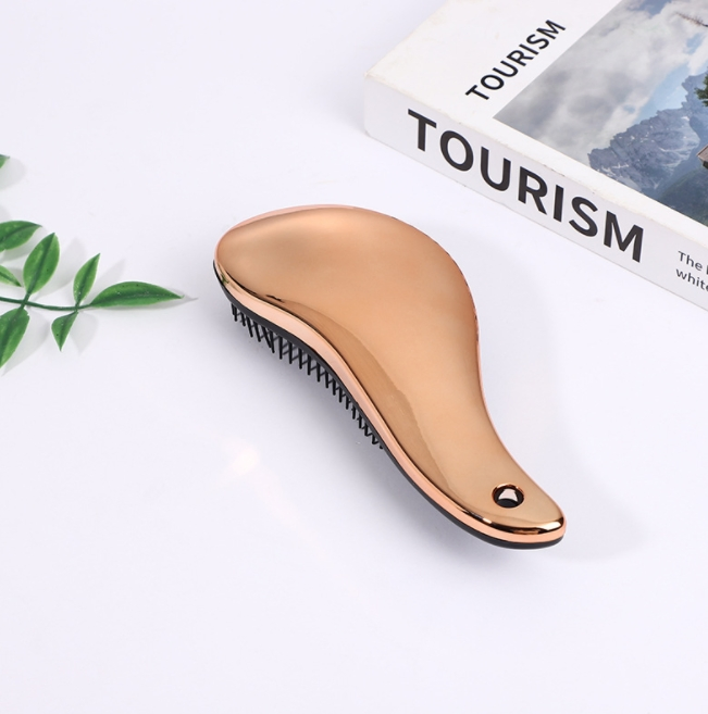 Magic Massage Anti-Static Electroplating Brush Custom Metallic Comb Big Detangle Hair Brush