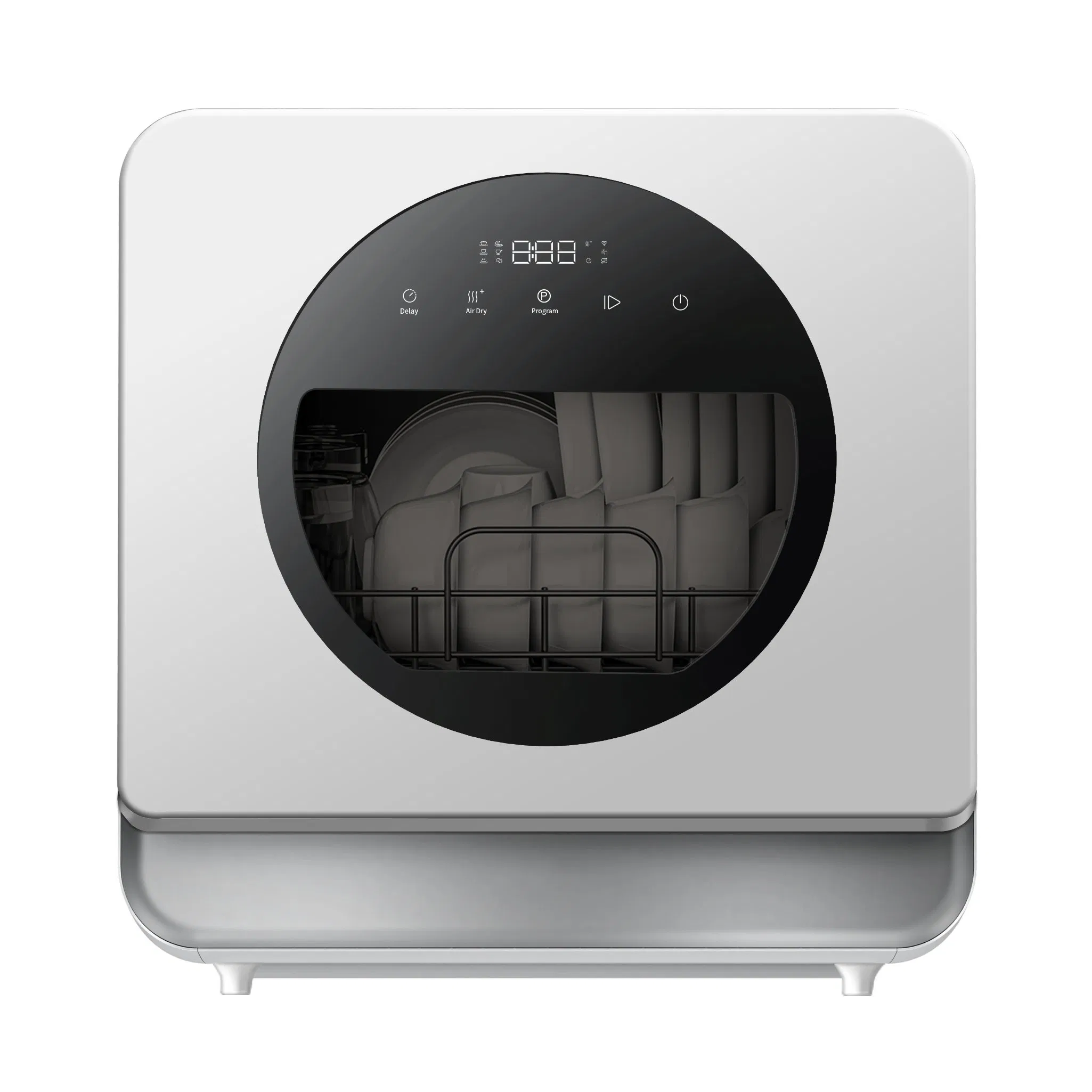 Portable Countertop Dishwasher with a Transparent Window to See Clean Results