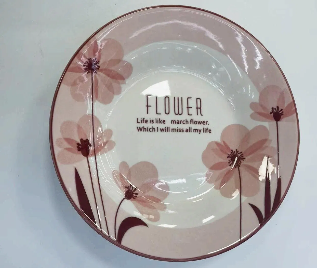 Eco-Friendly Healthy Pad Printing 3 Soup Plate 8" Porcelain Ceramic Tableware