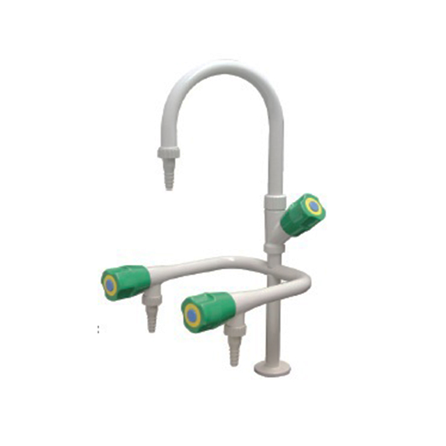 Hot and Cold Mixer Laboratory Water Tap Triple Mixing Faucet Deck Mounted Swing Gooseneck