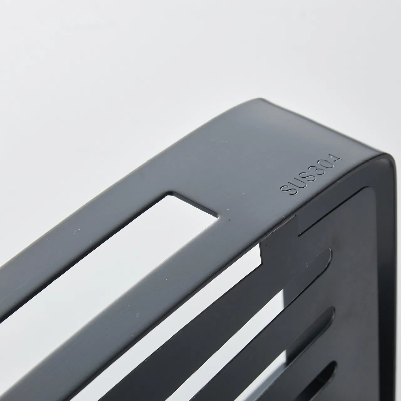 Bathroom Accessories Wall Mounted Black Silver Stainless Steel Single Tier Triangle Corner Shower Shelf