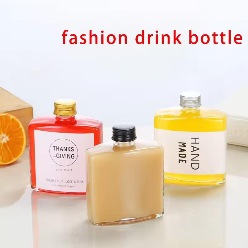 Customized Glass Beverage Bottle Alcohol Juice Drinks Wine Liquor Glasses with Screw Caps