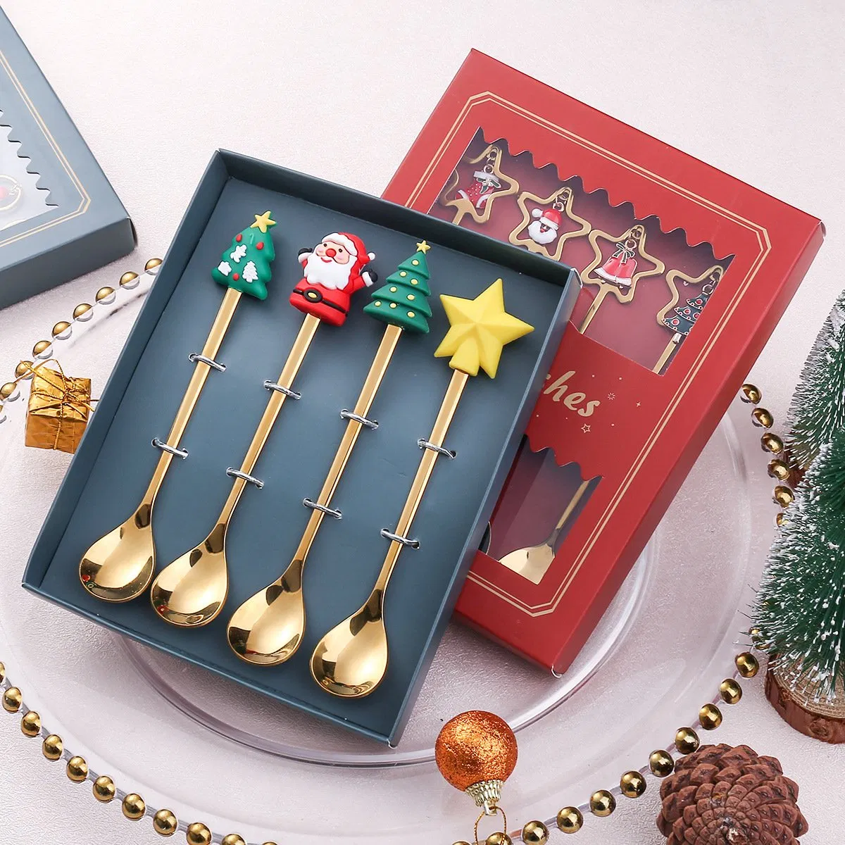 Christmas Gift Tableware Fun Handle Design Cutlery Stainless Steel Spoon