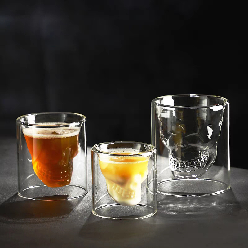 Handmade Creative Couple Double Wall Mini Shot Glass Cups Naked Skull Wine Glass Custom Size