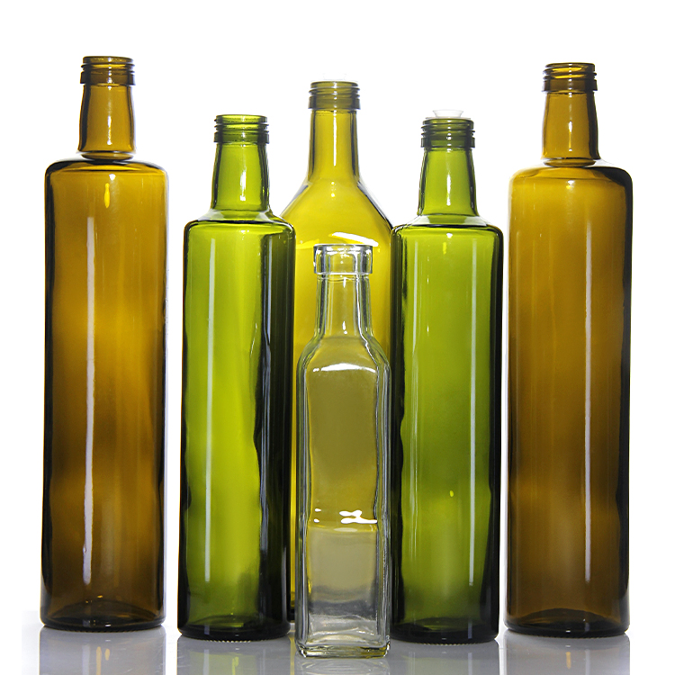 Premium Dark Green Marasca Glass Olive Oil Bottles - 250ml, 500ml, 750ml