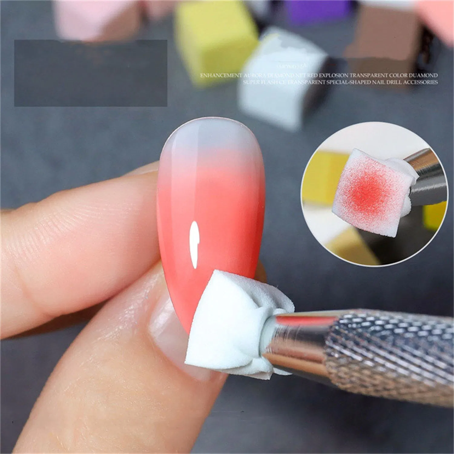 Nail Art 1cm Mini Beancurd Blocks Pat Glue Sponge Gradient Smudged Blush Small Square Nail Buffer Grab Pen Tool Set