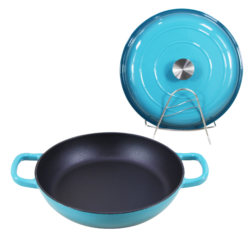 Чугунная эмалированная сотейник-казан 30 см с крышкой