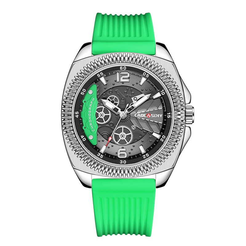 Men's Quartz Watch Silicone Strap Alloy Case Waterproof Casual Stylish Wholesale Wristwatch