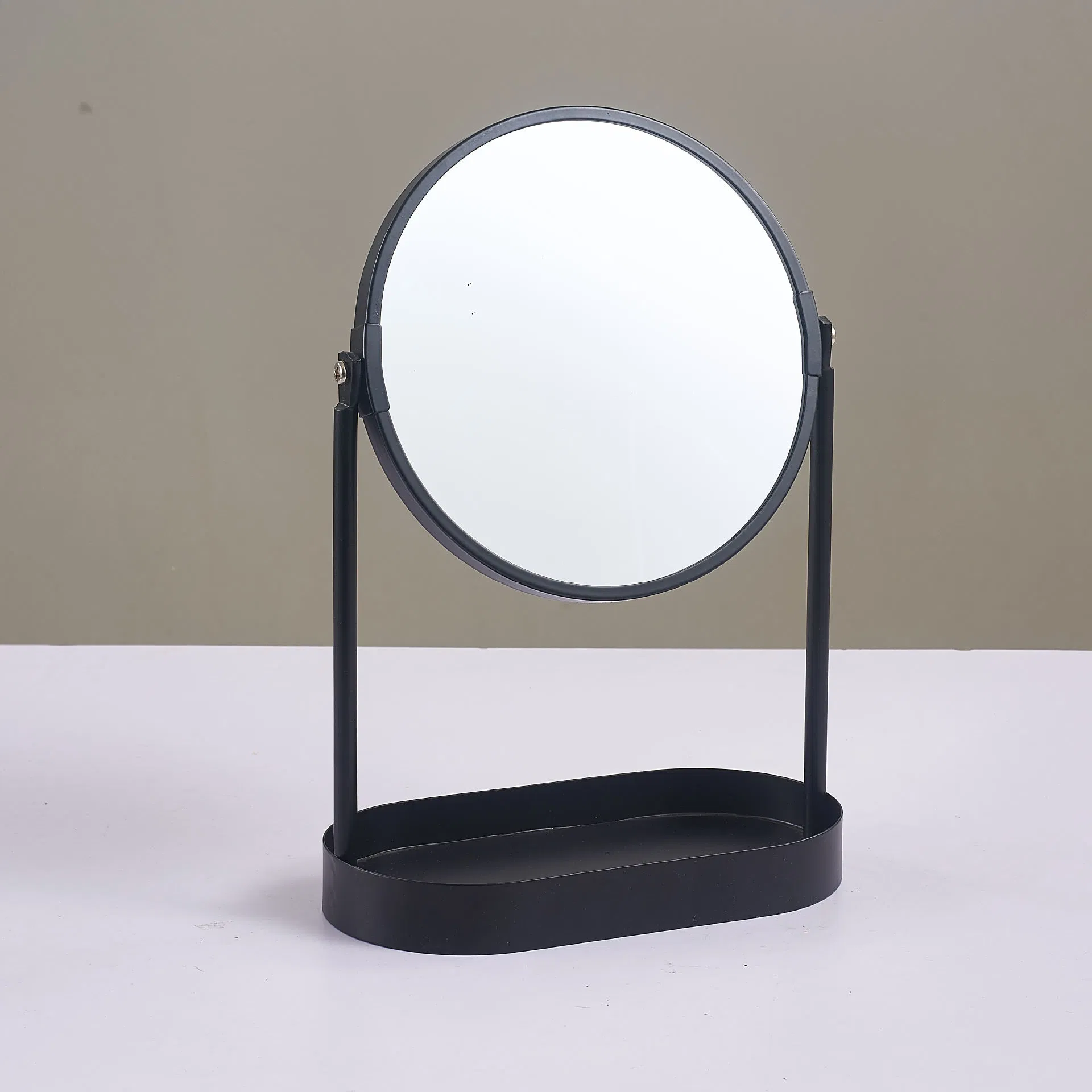 Custom Desktop Storage Cosmetic Mirror Metal Black Rotating Mirror