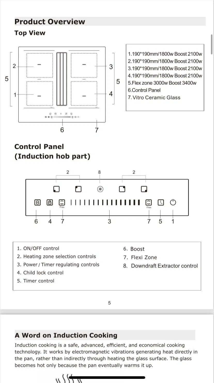OEM 900mm Size of Lifting Downdraft Induction Hobs Extractor Induction Hobs Supplier