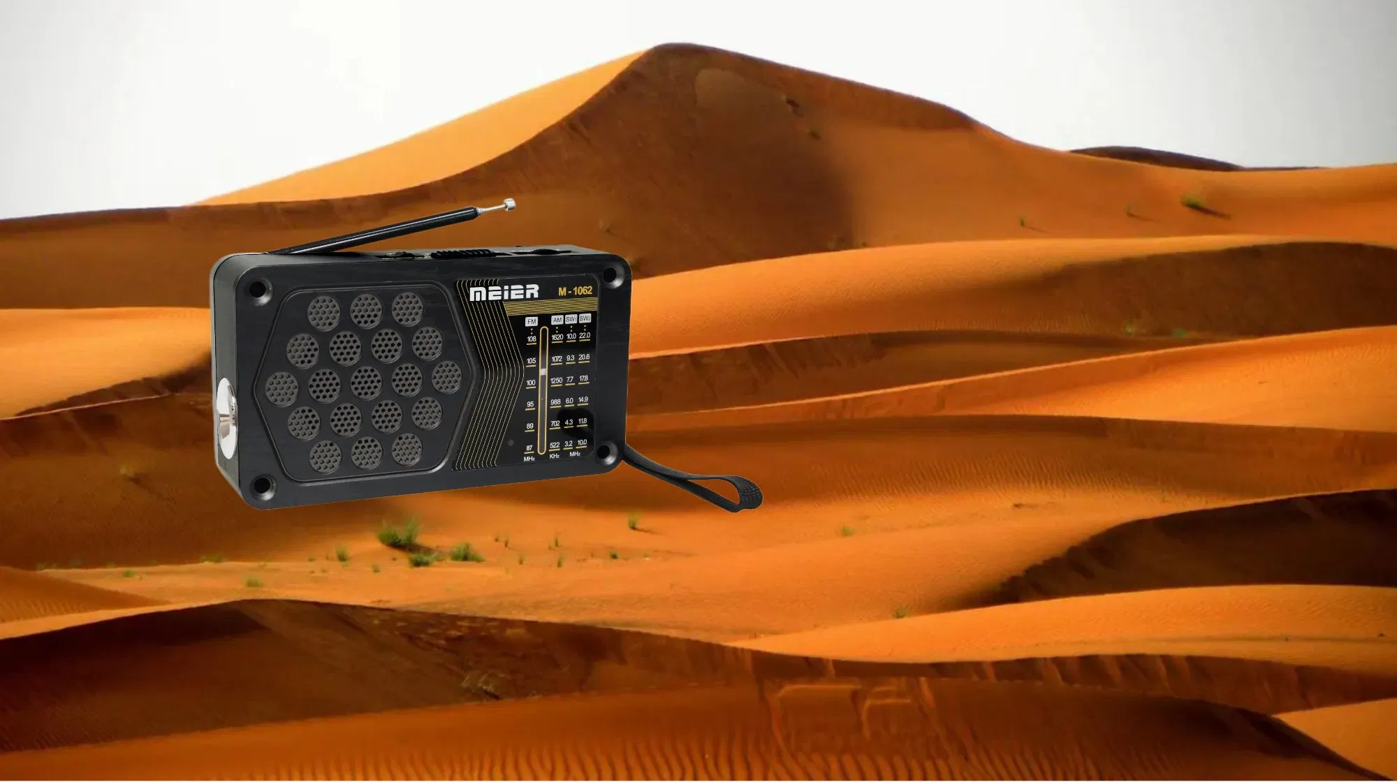 Mini FM/Am Radio Portable 3-Band Am FM Sw Radio, LED Flashlight, Rechargeable Speakers Bluetooth Retro Design Meier M-1062