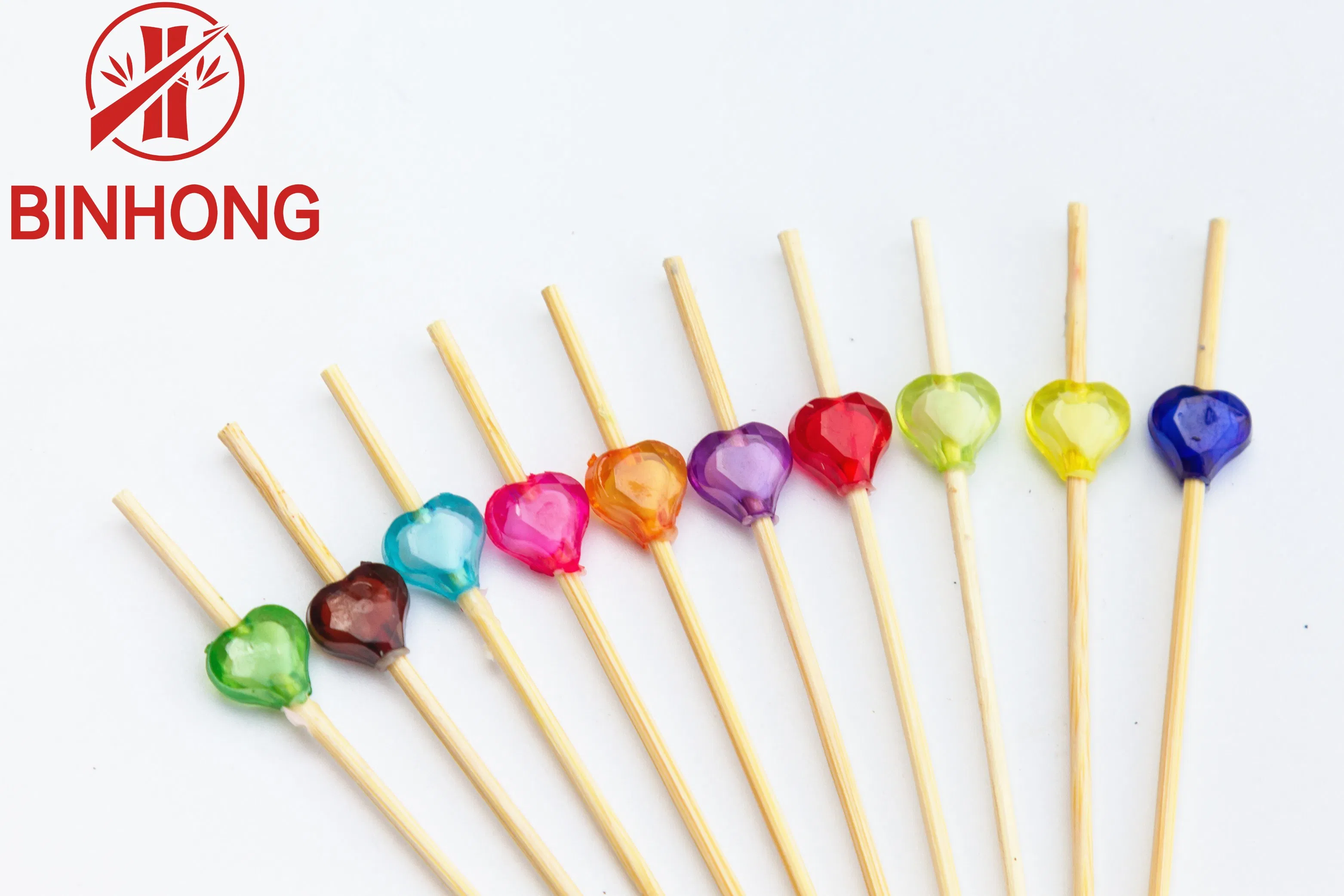 1/6 Custom Disposable Bamboo Party 12cm Skewers Food Picks Fruit Sticks