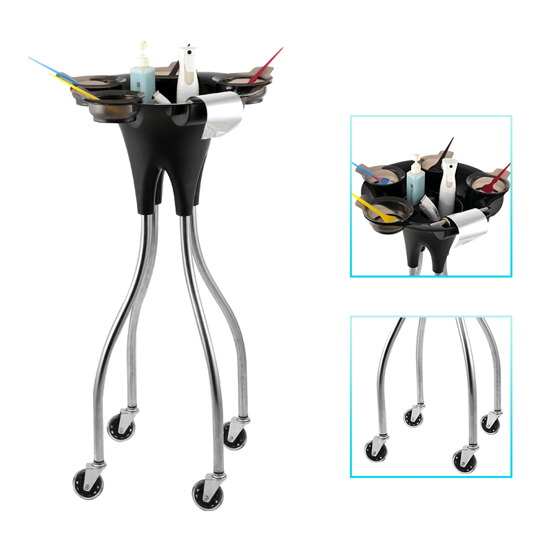 Hair Dying Coloring Trolley Rolling Cart with Mixing Bowl, Hair Salon Service Instrument Trolley Stand