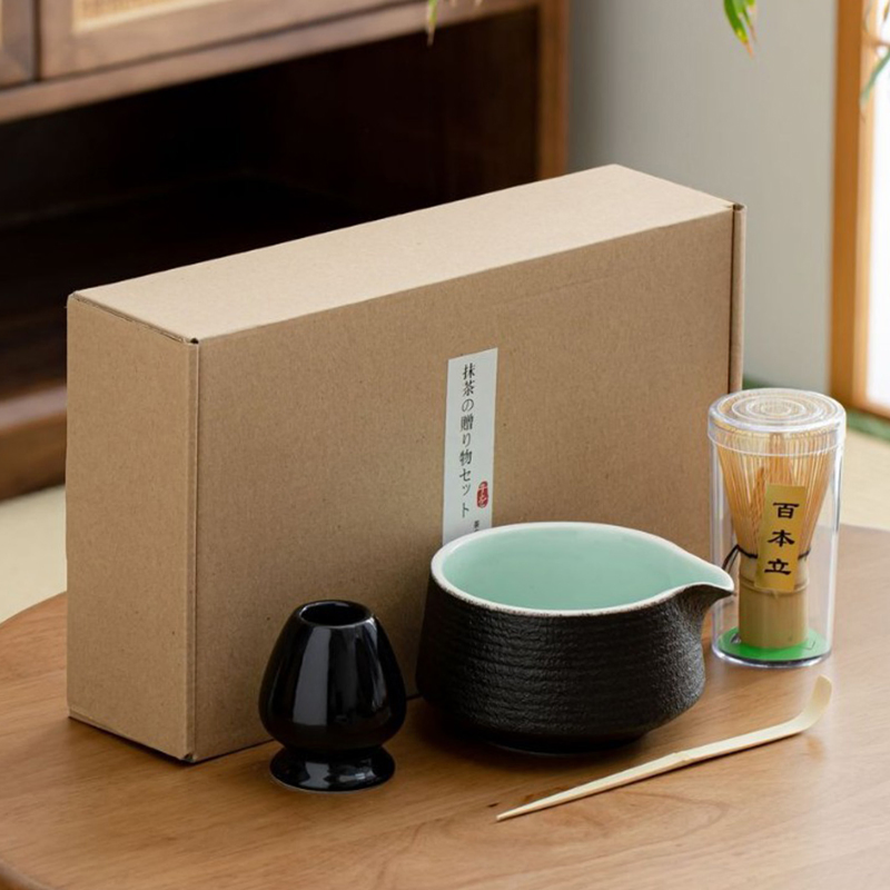 Custom Matcha Tea Set Bamboo Whisk Scoop Ceramic Whisk Holder Matcha Bowl Ceremony Kit for Traditional Japanese Tea Ceremony