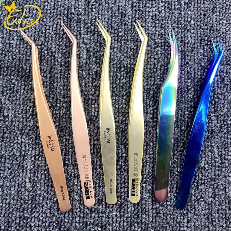 Gold Four Tip Eyelashes Extension Ultra Fine Tip Tweezers