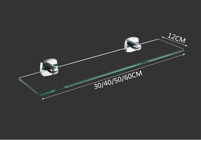 Полка для ванной из латуни и закаленного стекла