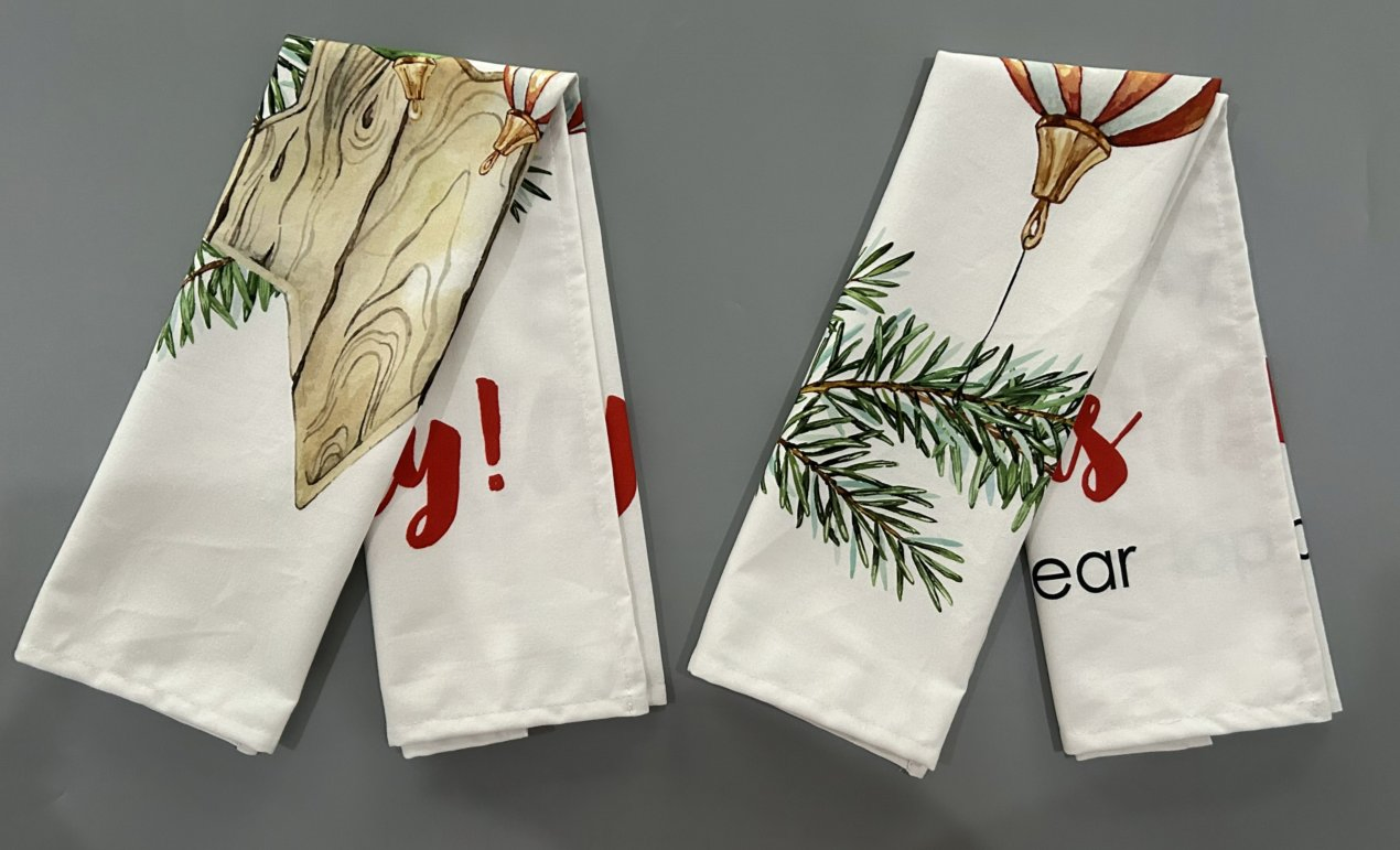 Custom Digital Printed Christmas Kitchen Tea Towel